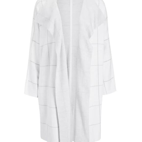 Eileen Fisher Gray Plaid Cardigan - Picture 3 of 8